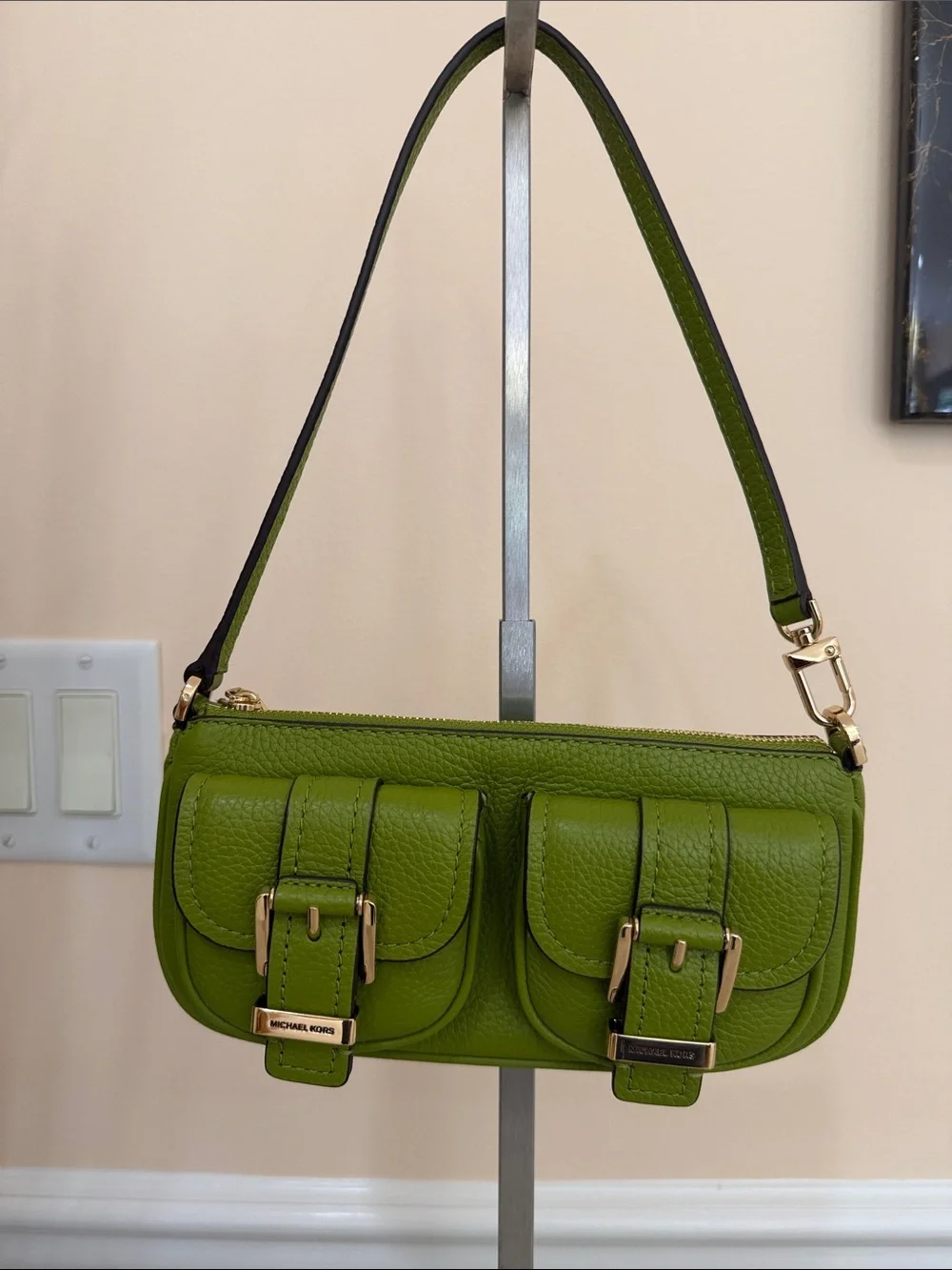 Michael Kors Green Leather Double Pocket Mini Shoulder Bag - Picture 1 of 5